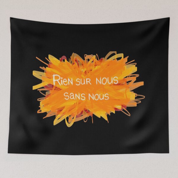 Item preview, Nothing about us without us (orange explosion black background) designed and sold by MentaLee.
