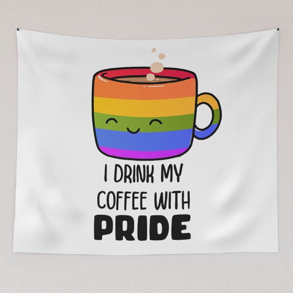 Item preview, Coffee Rainbow Flag Love Wins LGBT Pride designed and sold by StickerbashCo.