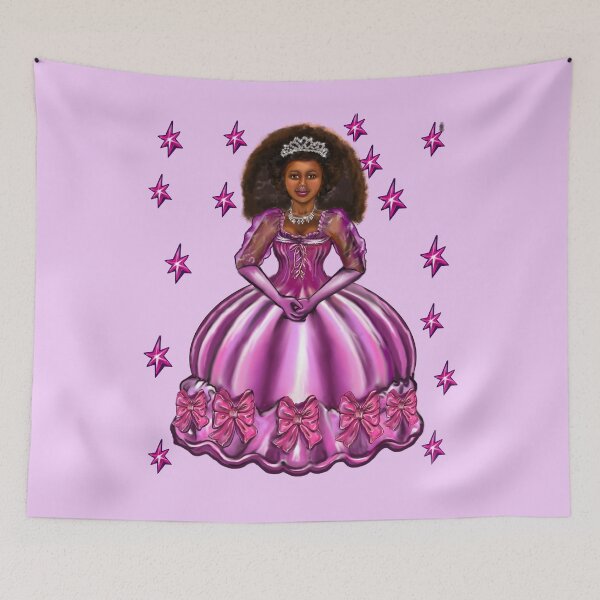 Item preview, Princess -  Black Afro Princess in purple with stars  7 ! beautiful  black girl with Afro hair, brown eyes and dark brown skin. Hair love ! designed and sold by Artonmytee.