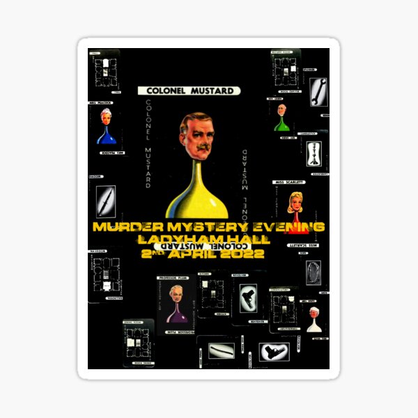 Vista previa del artículo con la obra «Noche de misterio de Mustard Murder - Texto de huellas dactilares», diseñado y vendido por Scratchy-Ed.