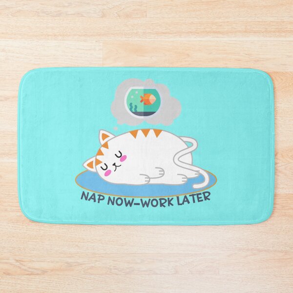 Item preview, nap now work later, funny quote, cartoon cat nap,  designed and sold by allycat57.
