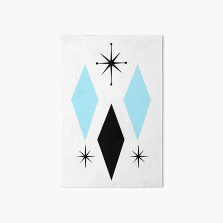Item preview, Mid Century Modern Diamonds and Starbursts Blue and Black designed and sold by Itaya Art.