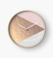Geo tri - rose gold & concrete Clock