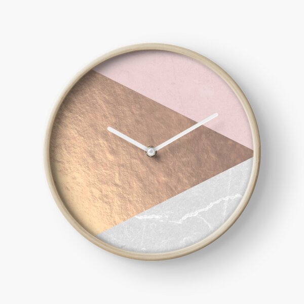 Geo tri - rose gold & concrete Clock