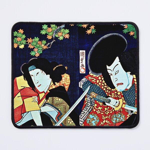 Item preview, Japanese Ukyio-e style illustration of two actors with a samurai sword designed and sold by RyanCaudell.