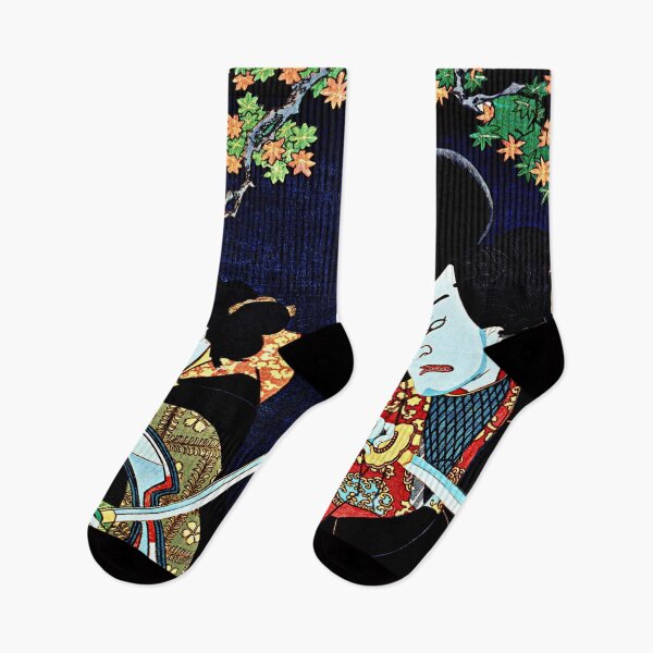 Item preview, Japanese Ukyio-e style illustration of two actors with a samurai sword designed and sold by RyanCaudell.