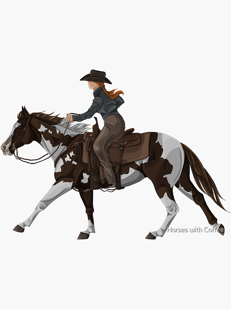 "Brown and White Paint horse Extended Lope" Sticker by practicalisimp