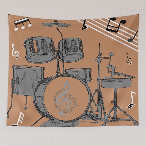 Item preview, Funky Light Grey Drums on a Desert Brown Background Design designed and sold by ThisNThatImages.