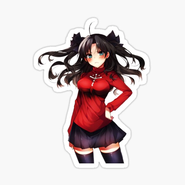 Rin Tohsaka from Fate Stay/Night wearing a sports bra, sexy cute anime  girl Sticker for Sale by Hawaii-Kawaii