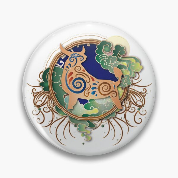Item preview, Astrologie chinoise Boeuf d'or dans le cercle d'or au-dessus du nuage designed and sold by xdashu.