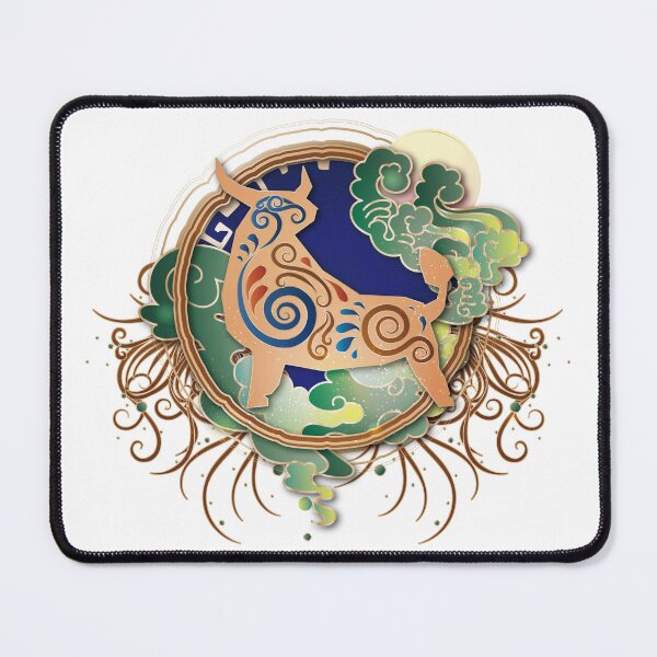Item preview, Astrologie chinoise Boeuf d'or dans le cercle d'or au-dessus du nuage designed and sold by xdashu.
