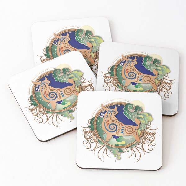 Item preview, Astrologie chinoise Boeuf d'or dans le cercle d'or au-dessus du nuage designed and sold by xdashu.