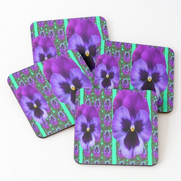 Item preview, GREEN ART PURPLE PANSIES ABSTRACT PATTERN STRIPES   designed and sold by sharlesart.