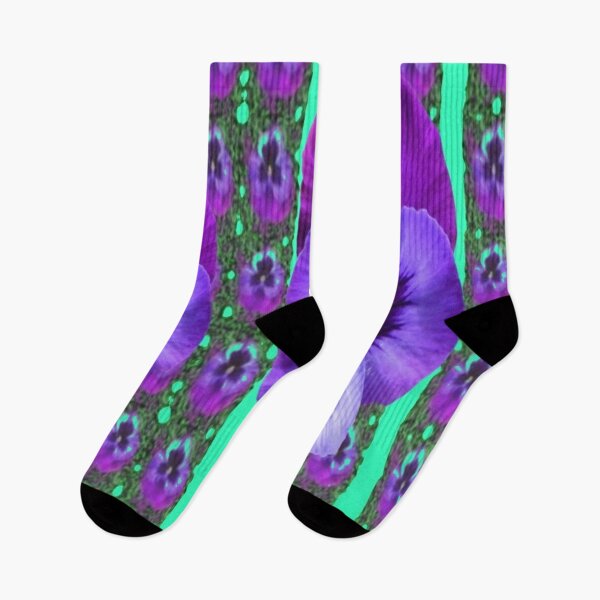 Item preview, GREEN ART PURPLE PANSIES ABSTRACT PATTERN STRIPES   designed and sold by sharlesart.