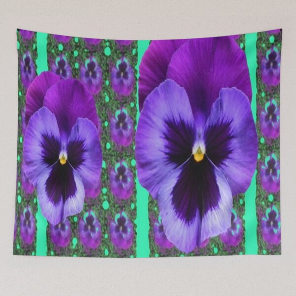 Item preview, GREEN ART PURPLE PANSIES ABSTRACT PATTERN STRIPES   designed and sold by sharlesart.