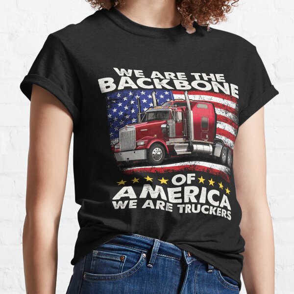 Vista previa del artículo con la obra «Big Rig Trucker Somos la columna vertebral de Estados Unidos», diseñado y vendido por fantasticdesign.