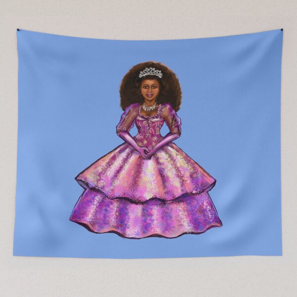 Item preview, Princess -  Black Afro Princess in purple floral ballgown! beautiful  black girl with Afro hair, brown eyes and dark brown skin. Hair love ! designed and sold by Artonmytee.