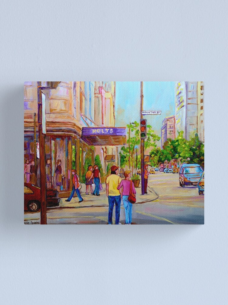 "PAINTINGS OF MONTREAL STREETS HOLT RENFREW SHERBROOKE STREET" Canvas