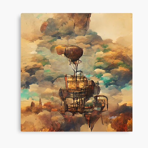 Aperçu de l'œuvre Steampunk AirShip - Cogs Gears - Steampunk Art - Inventeur - Steampunk créée et vendue par CattlettArt.