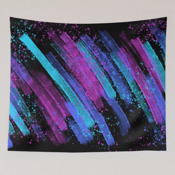 Item preview, Pink Blue and Purple Splatter Spray Paint Strokes on Black designed and sold by that5280lady.