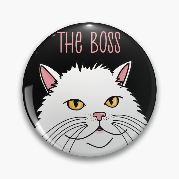 Item preview, The white cat is the Boss . White longhaired cat queen. designed and sold by marina63.