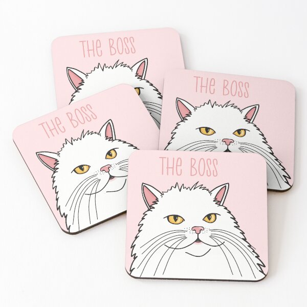 Item preview, The white cat is the Boss . White longhaired cat queen. designed and sold by marina63.