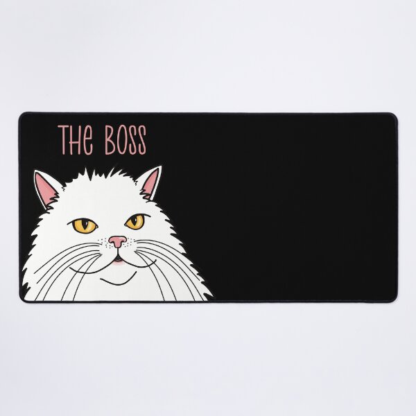 Item preview, The white cat is the Boss . White longhaired cat queen. designed and sold by marina63.
