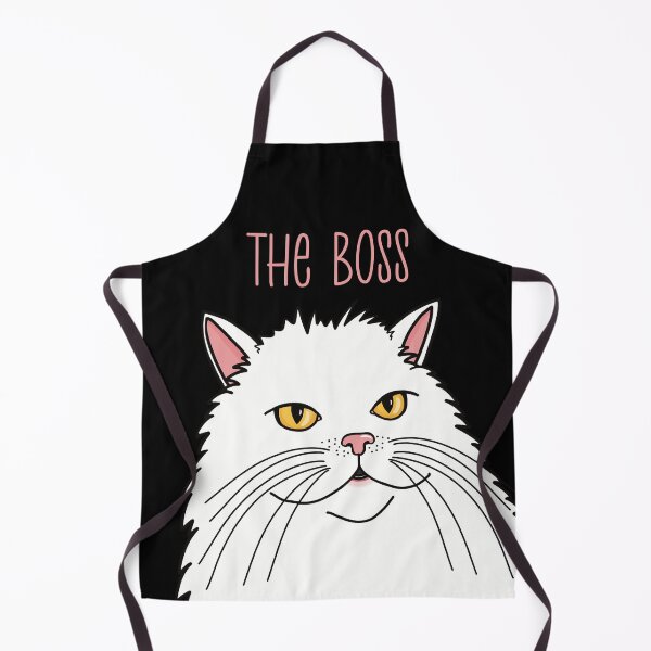 Item preview, The white cat is the Boss . White longhaired cat queen. designed and sold by marina63.