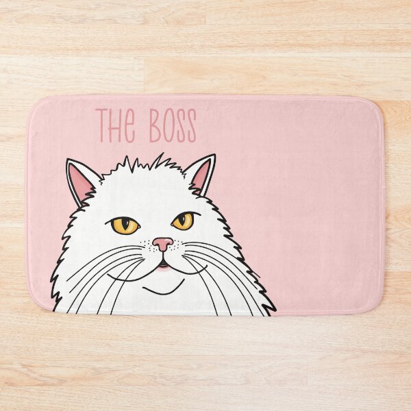 Item preview, The white cat is the Boss . White longhaired cat queen. designed and sold by marina63.