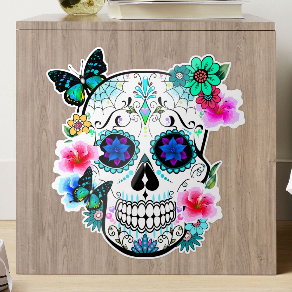 Mexican Sugar Skull Made of Flowers Butterflies Photo Photograph Cool Wall  Decor Art Print Poster 24x36 - Poster Foundry