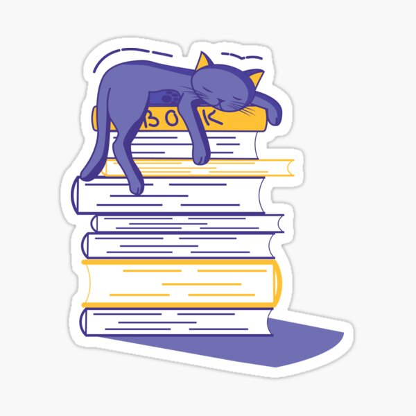 Cats & Books Gift for cat lovers who read books' Sticker