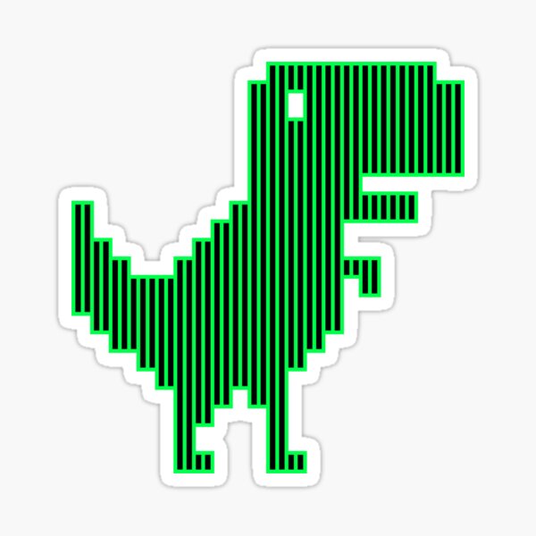 Striped 8-bit Green T-Rex Dinosaur Sticker