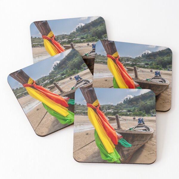 Item preview, Long tail boat with colourful prow ribbons  designed and sold by Kevin Hellon.