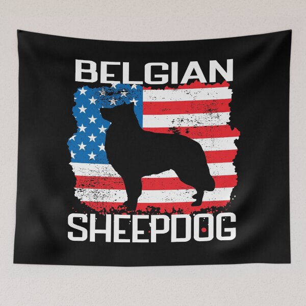 Item preview, Patriotic Belgian Sheepdog with Distressed American Flag USA designed and sold by arlutai.