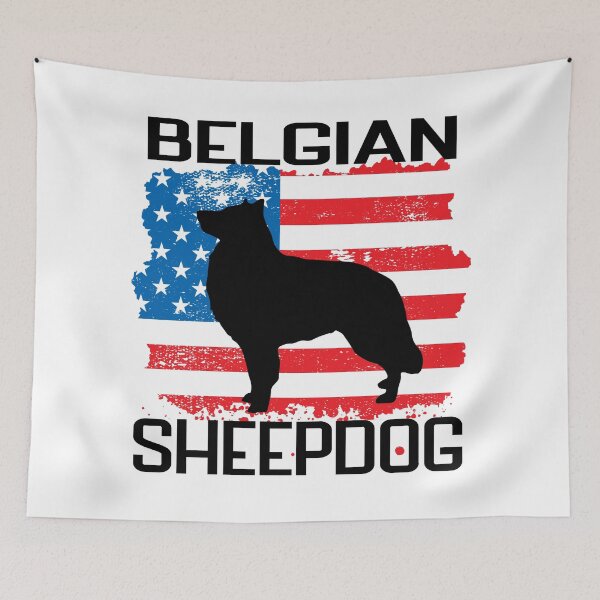 Item preview, Patriotic Belgian Sheepdog with Distressed American Flag USA designed and sold by arlutai.