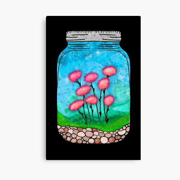 Pink Poppies in a Jar Canvas Print