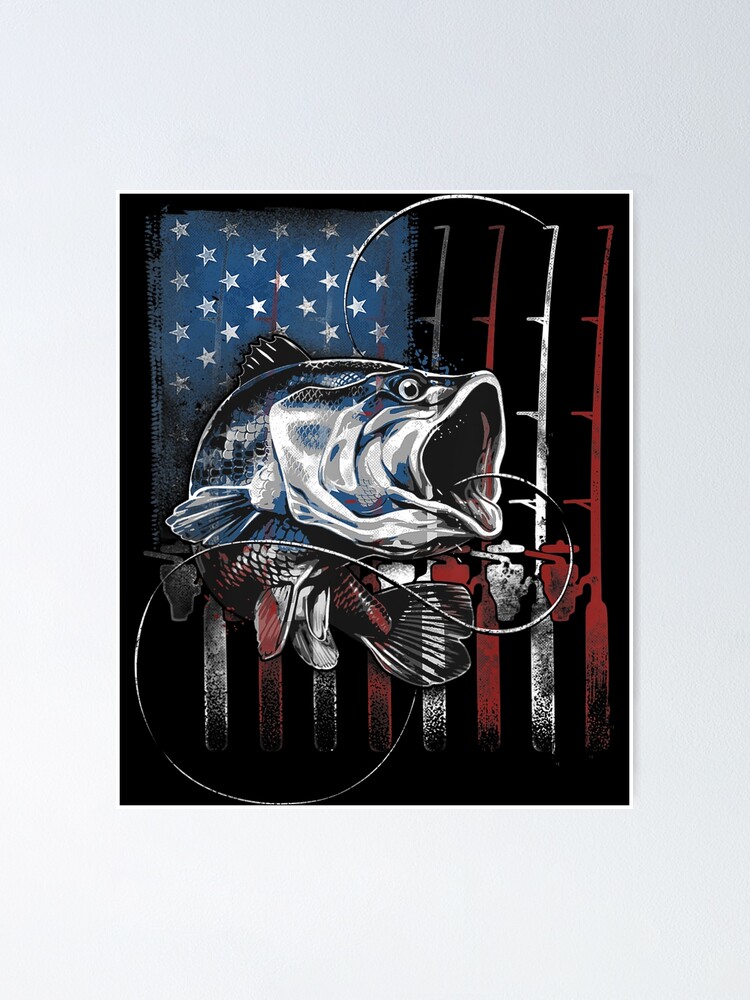 Fish Fishing Bass Fisherman US Flag Poster for Sale by KidGiftChoice