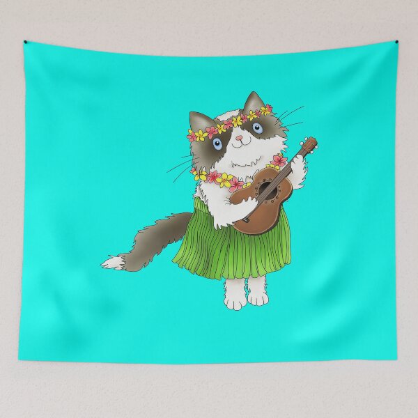 Item preview, Hawaiian Rag-doll Cat with Ukulele designed and sold by NOorYES.