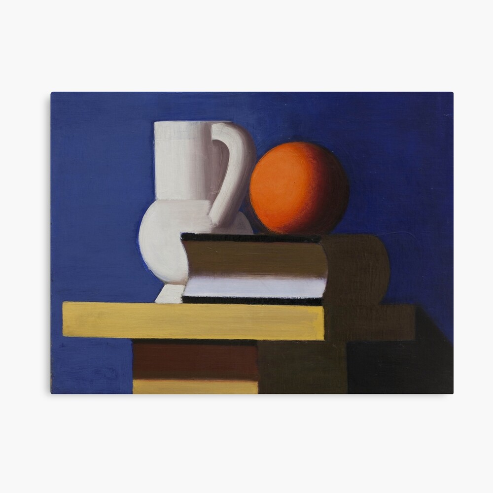 Vilhelm Still Life with Glass Print Horizontal Cubism Popular Painting Orange Book Blue " Poster for Sale Papergrphc | Redbubble