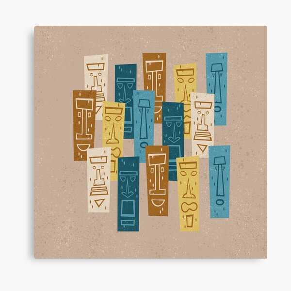SINGING TIKIS V1 Mid Century Modern Tiki Pattern Art Print Canvas Print