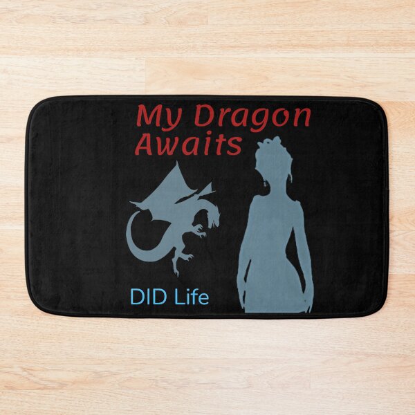 Item preview, "My Dragon Awaits" Dragon Protector Alter in Red, Blue and Grey on Black designed and sold by GladBlackLamb.
