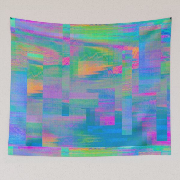 Item preview, Vaporwave Cyberpunk Rainbow Pixel Glitch Art Pattern designed and sold by softbluehum.