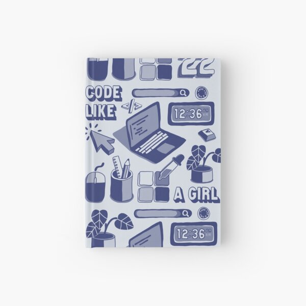 Code Like a Girl - Flat lay (blue) Hardcover Journal