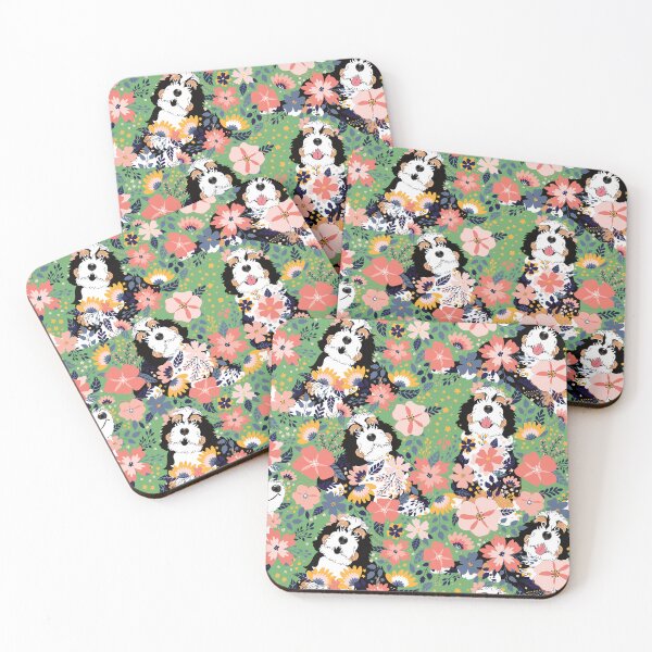 Item preview, Tri Color Bernedoodle Garden - Green Background designed and sold by Lulupainting.