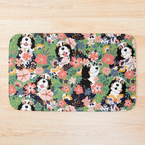 Item preview, Tri Color Bernedoodle Garden - Green Background designed and sold by Lulupainting.