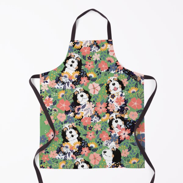 Item preview, Tri Color Bernedoodle Garden - Green Background designed and sold by Lulupainting.