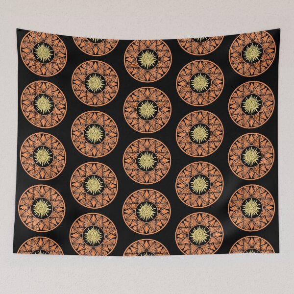 Item preview, Mystical Boho Style Sun Face Orange Abstract Frame designed and sold by OnyxMoonDesigns.