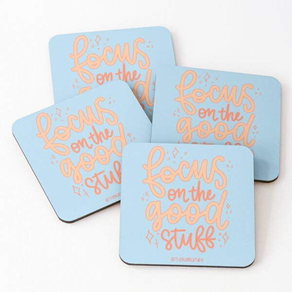 Item preview, Focus on the Good Stuff - Positive Quote - Blue designed and sold by TheBubblyType.