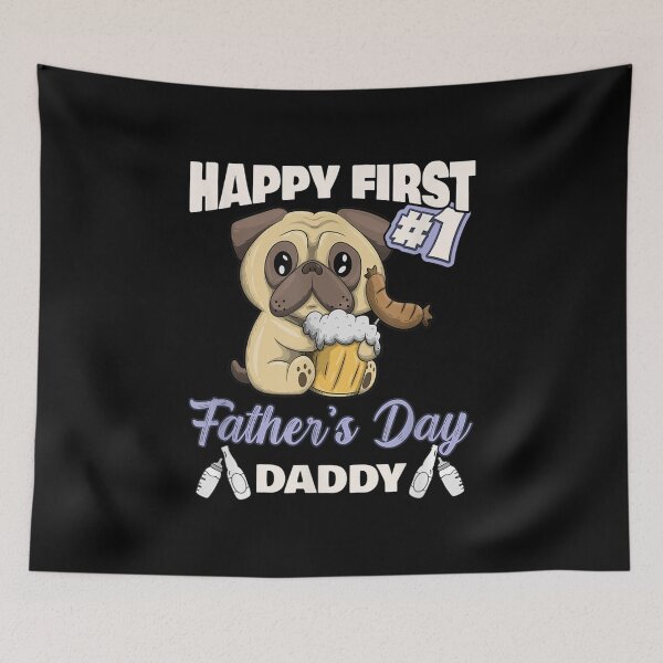Item preview, Cute Pug Dog Happy First Father's Day Daddy Bbq Beer  designed and sold by 77tara.
