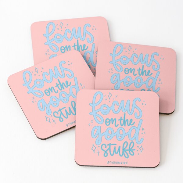 Item preview, Focus on the Good Stuff - Positive Quote - Pink designed and sold by TheBubblyType.
